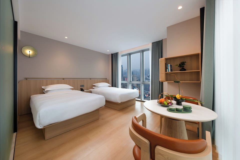 Comfort Twin Room, 2 Double Beds, Housekeeping, City View | Desk, laptop workspace, WiFi (free)