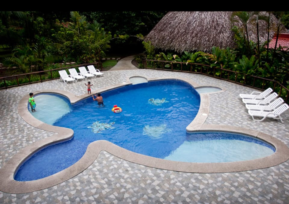 Outdoor pool, sun loungers