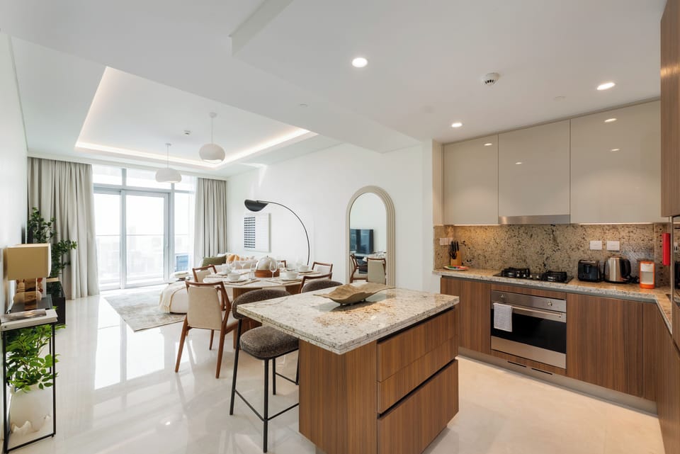 Classic Apartment, 2 Bedrooms, Balcony, City View | Private kitchen | Fridge, microwave, oven, stovetop