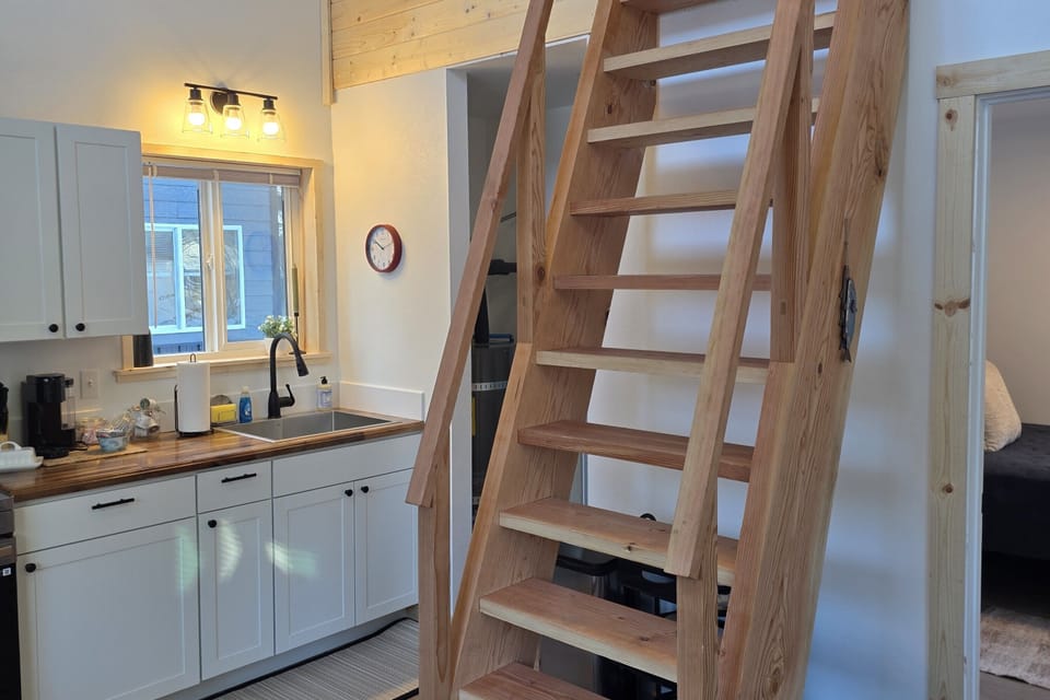 Ships Ladder to access the loft with living space and an extra bed.
