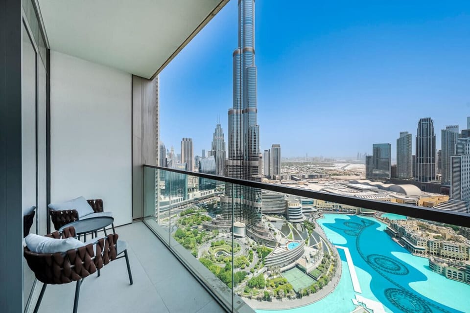 Balcony Oasis: Enjoy your private balcony oasis with magnificent views of the iconic Burj Khalifa and the surrounding Dubai skyline, creating the perfect spot to sip coffee and unwind.