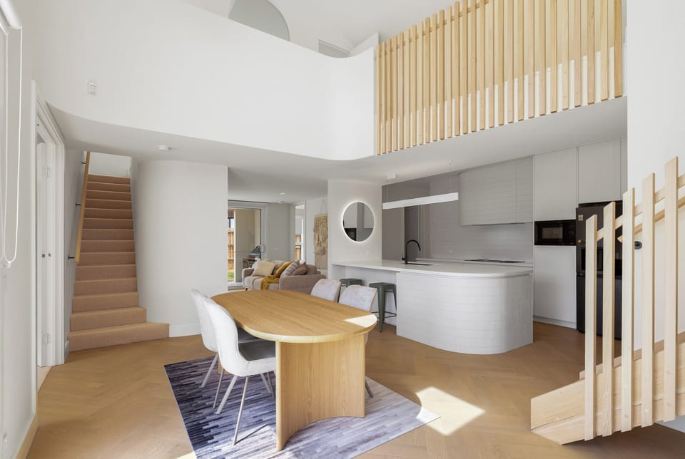 Open plan dining and kitchen area