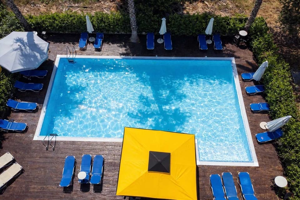 Common outdoor pool where you can relax under the sun, sunbathe or enjoy a cold drink!