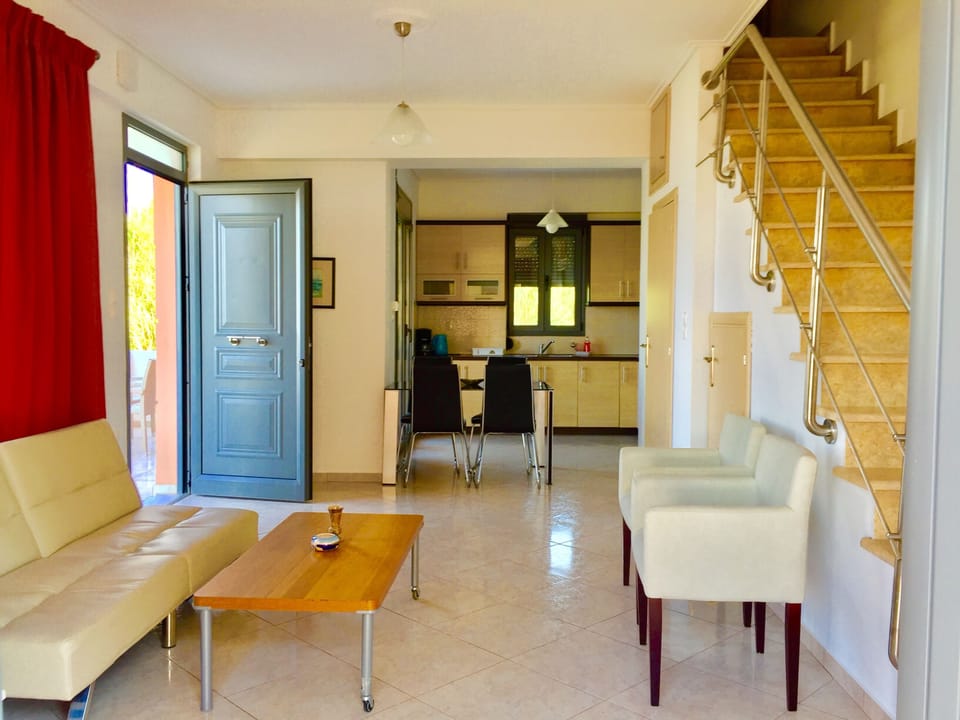 House, 2 Bedrooms, Sea View | Living area | 32-inch plasma TV with satellite channels, TV, fireplace