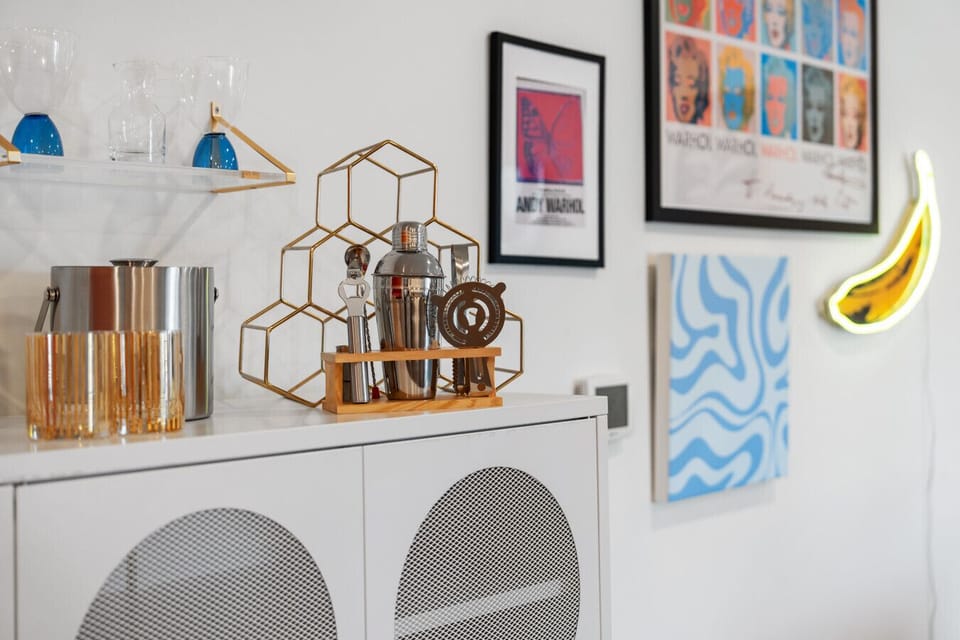 Entertaining essentials including cocktail shaker and ice bucket