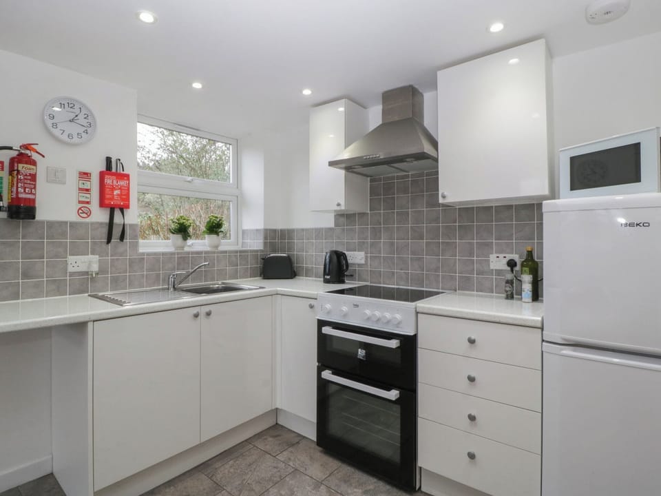 Fridge, microwave, toaster, cookware/dishes/utensils
