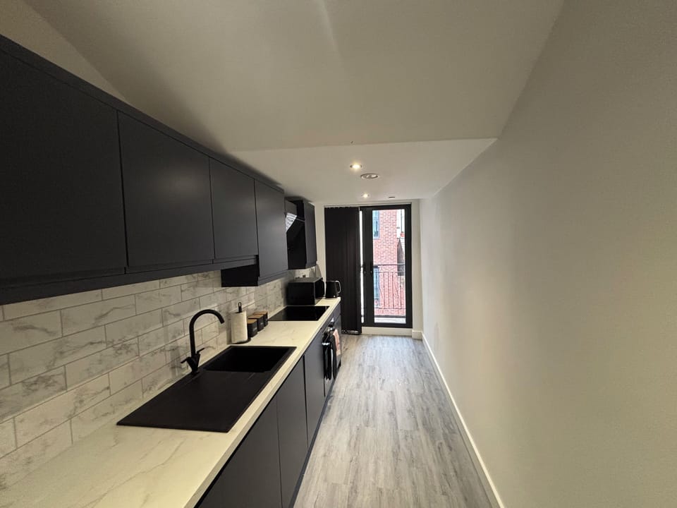 Deluxe Apartment, 2 Bedrooms | Private kitchen | Full-size fridge, microwave, oven, stovetop