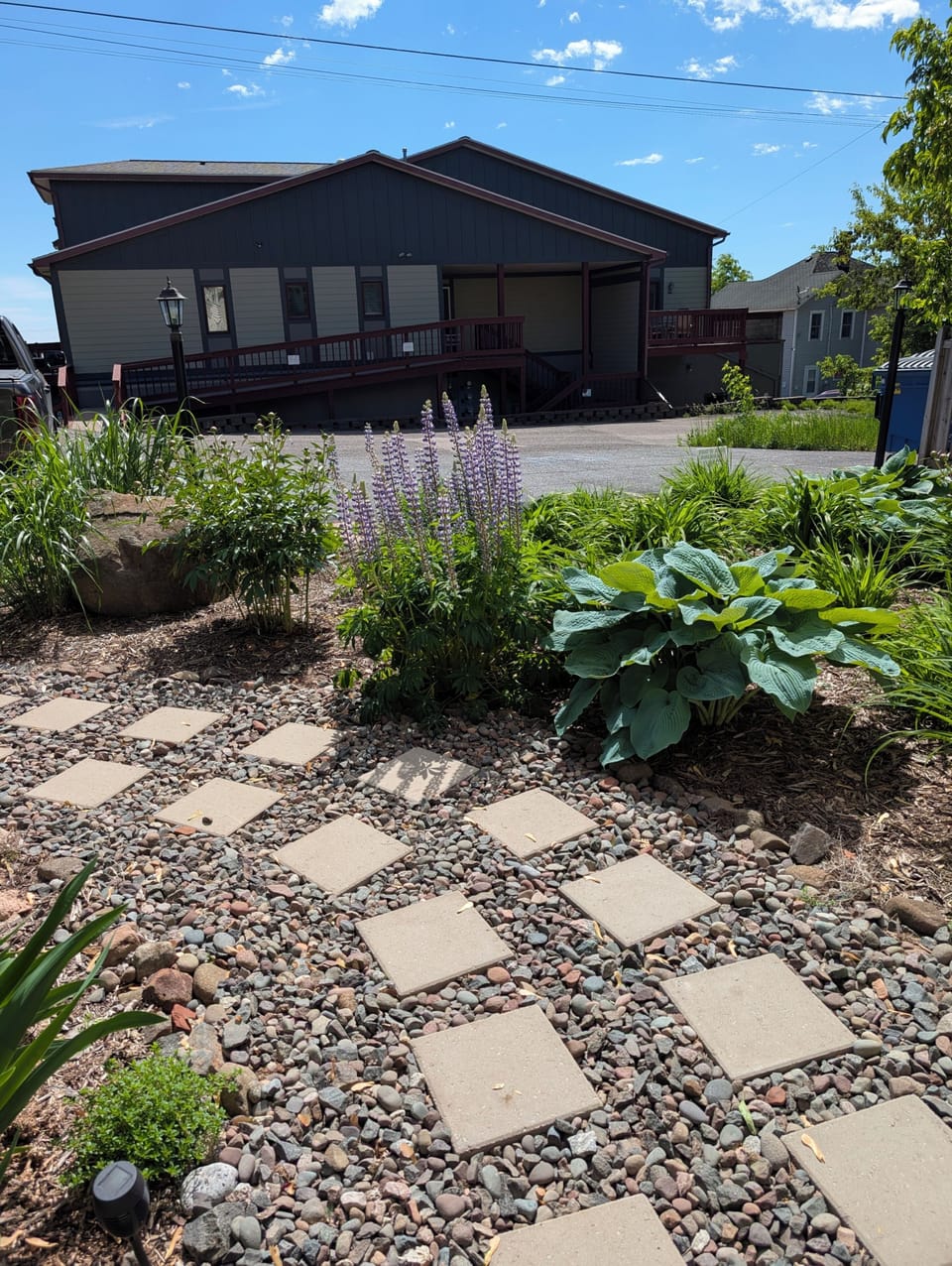 Garden walkway from parking to entry