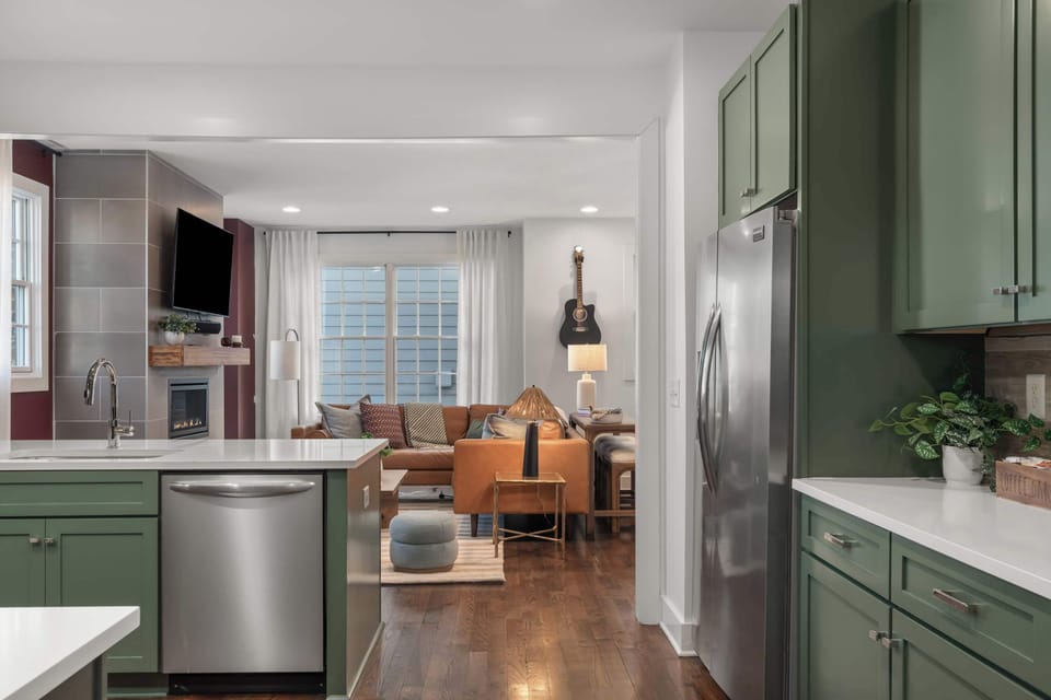 Open-concept layout connects the kitchen to the cozy living area — perfect for entertaining and gathering together.