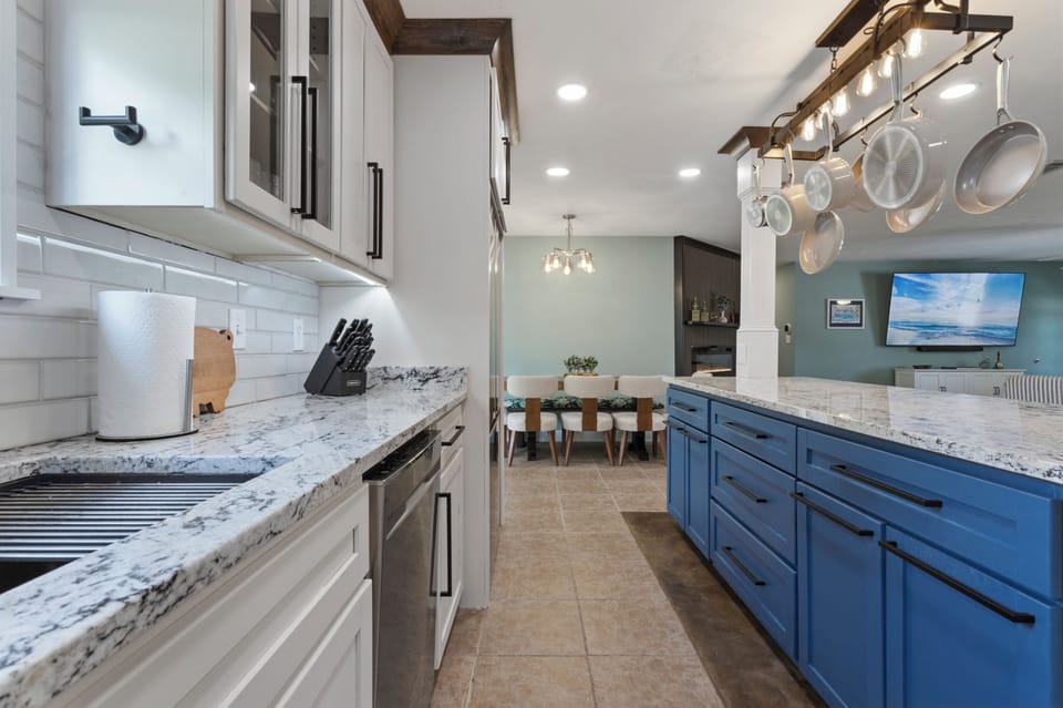 8’ island includes small appliances and everything you need to be a chef