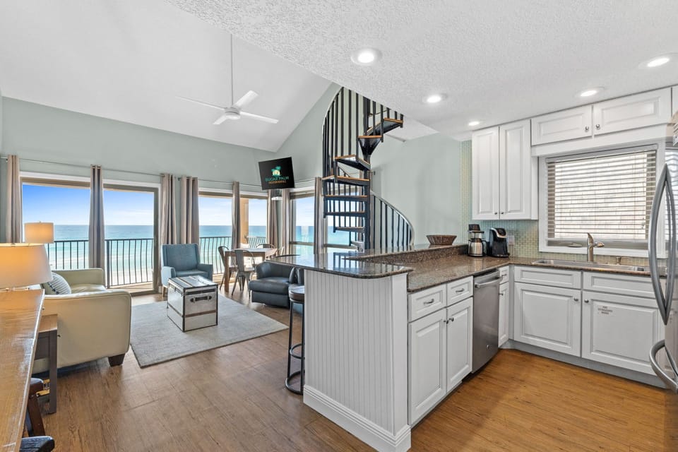 Enjoy Gulf views even while prepping snacks or pouring drinks—this layout is made for connection and relaxation.