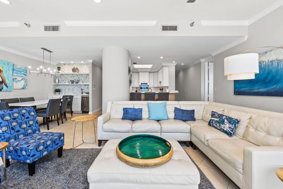 Plenty of comfortable seating in this open layout.