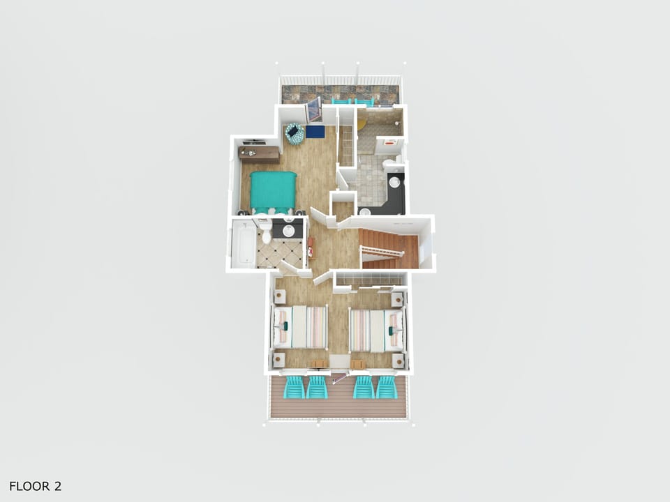 3D Floorplan for Sandy at the Beach - 2nd Floor