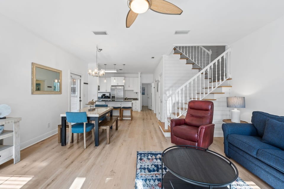 Open layout provides space for everyone to hang out together.