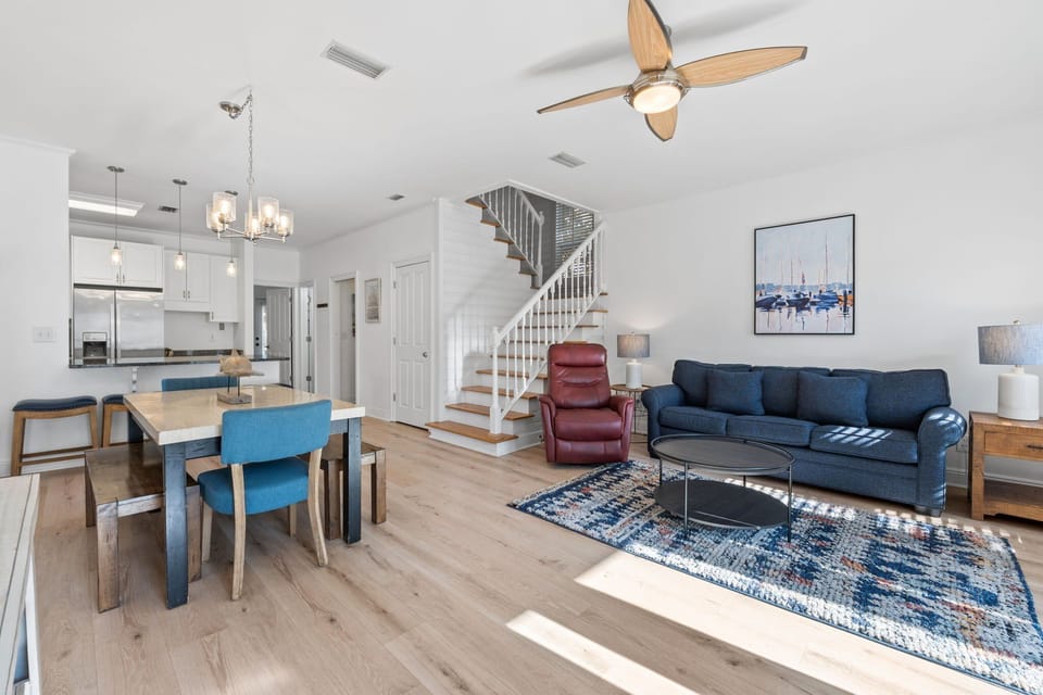 Open layout provides space for everyone to hang out together.