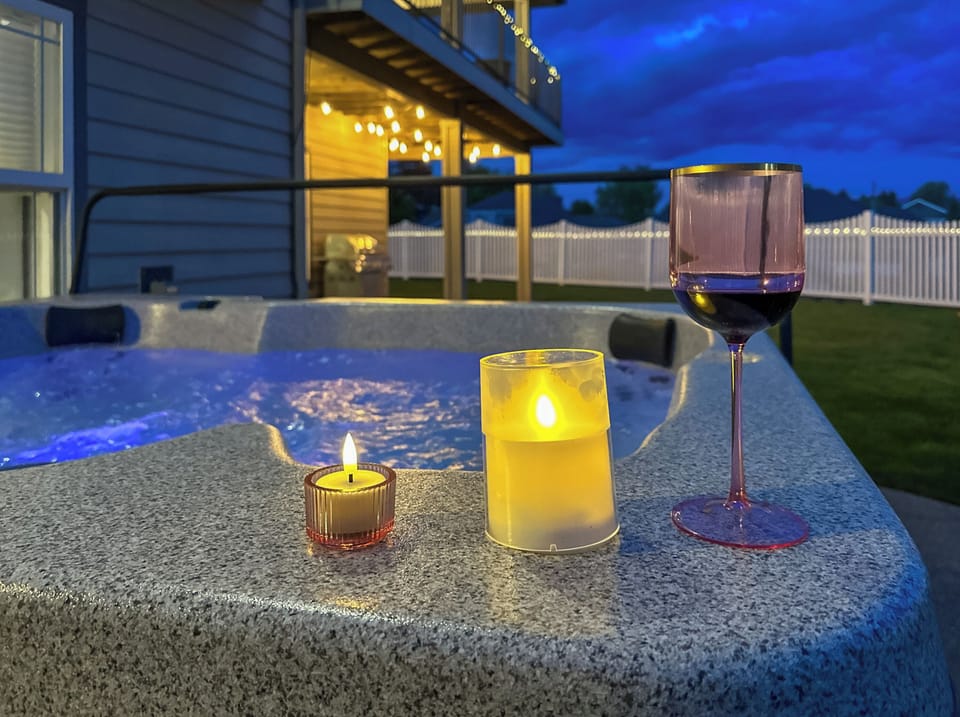 Slip into your private hot tub after a day in the tasting rooms. It's right on your own patio — no sharing, no waiting, just an easy summer soak.