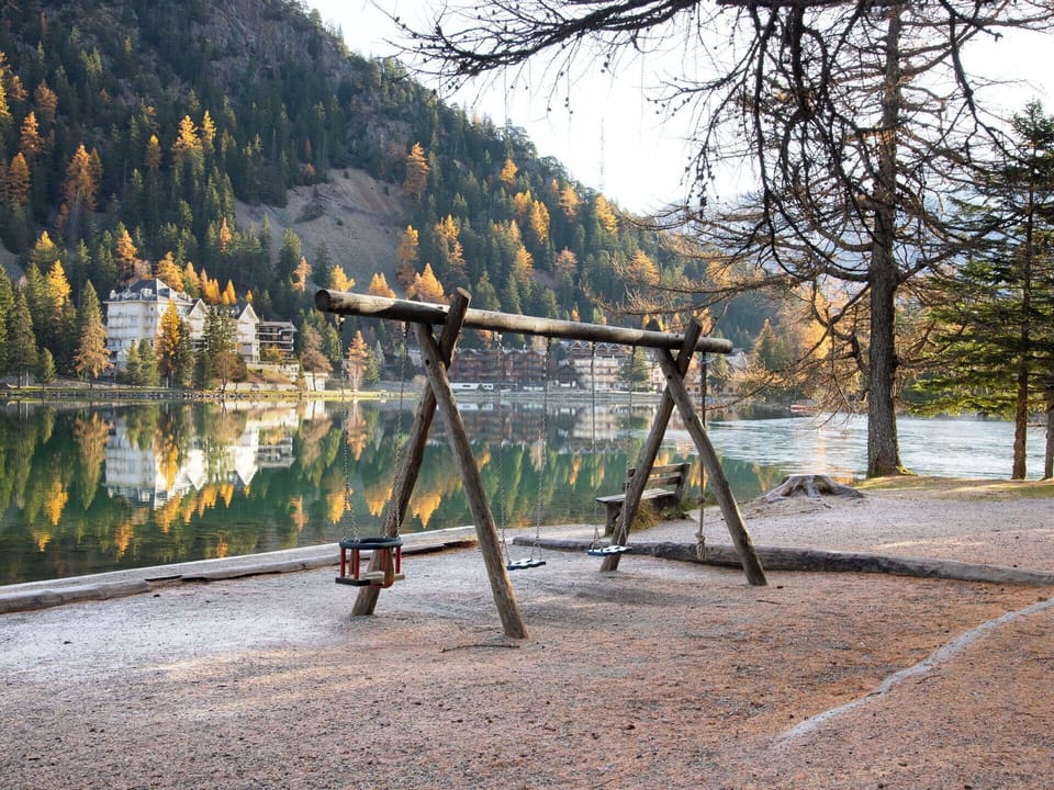 Bank, Lake, Larch, Winter, Mountain Range, Reflection, Reservoir, Tarn, Shore, Valley