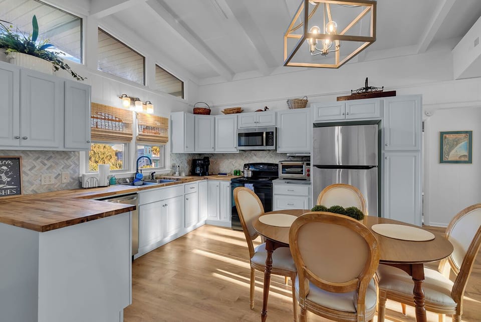 Open kitchen/dining/living area