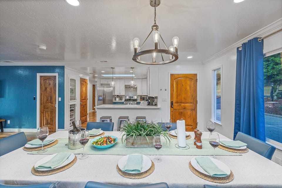8 seater dining table facing the kitchen for an open concept feel