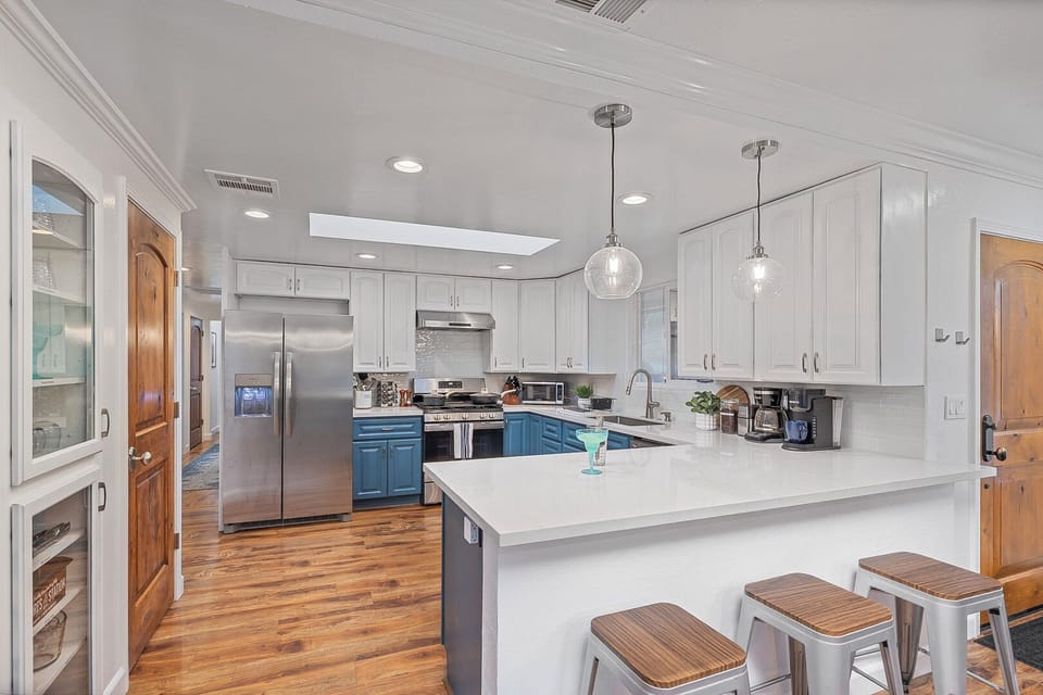 Updated remodeled kitchen fully stocked for home cooked meals