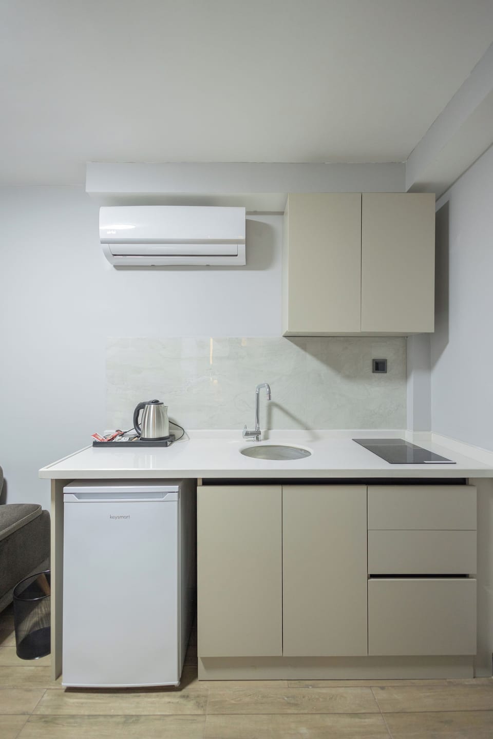 Mini-fridge, stovetop