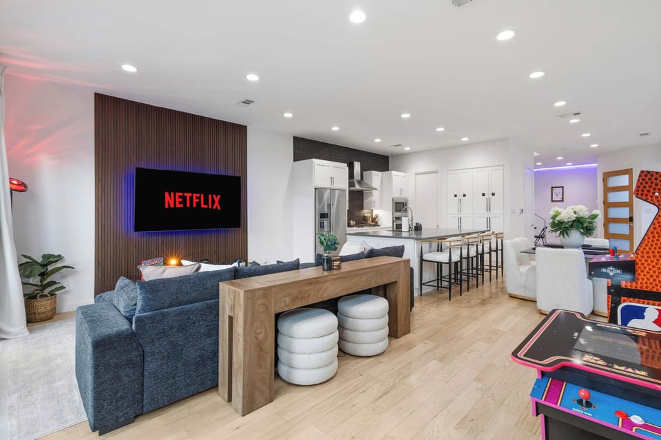 Kick back in the stylish living area with streaming ready TV and cozy seating. The perfect place to unwind after a day out or enjoy movie nights together.
