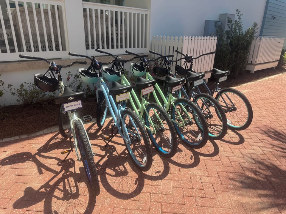 6 NEW colorful bikes included in your stay