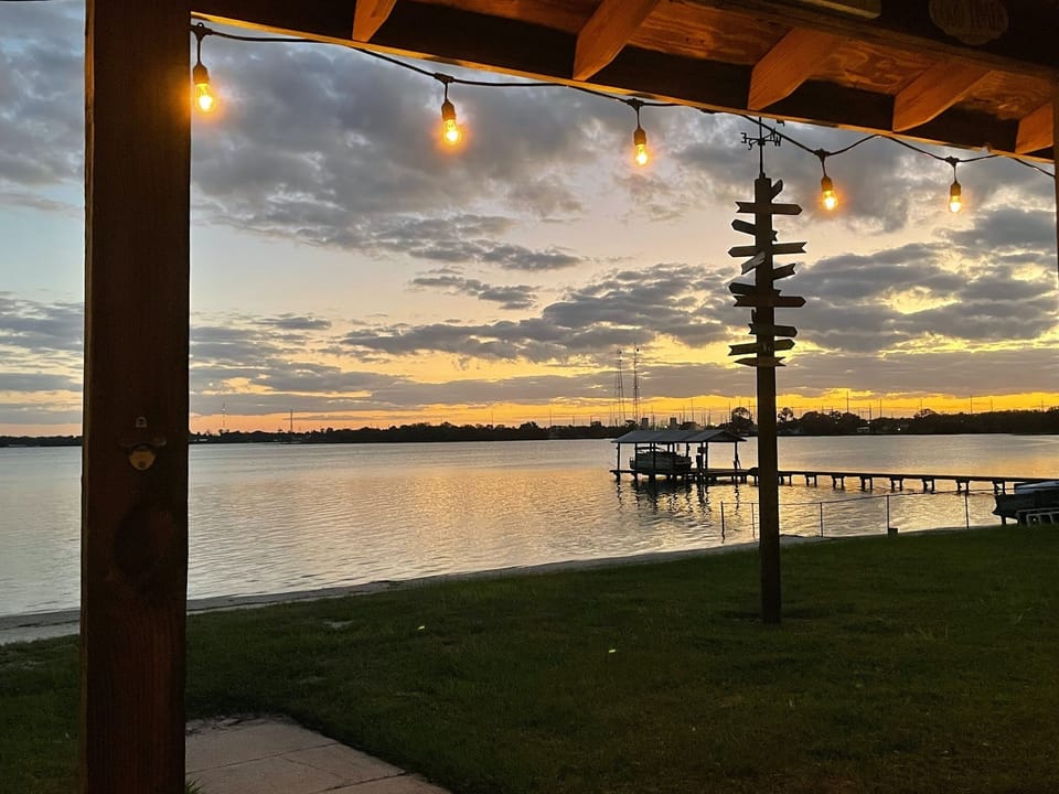 Sunset view (dock shown is not part of our property)