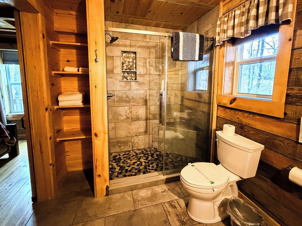 Extra large stand-up shower.