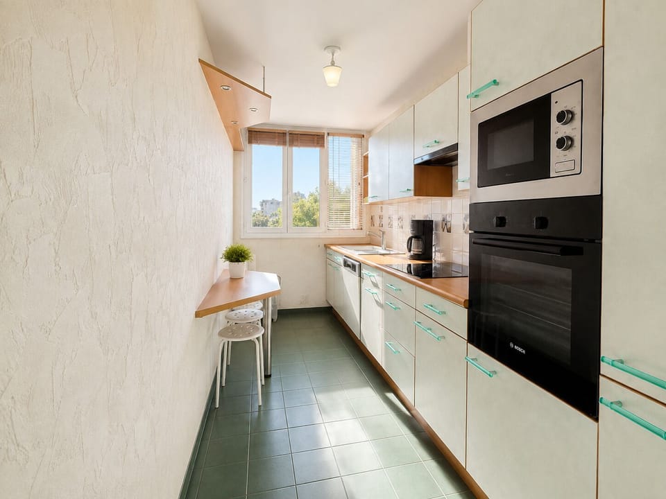 Cuisine équipée (four, micro-ondes, lave-vaisselle, plaque à induction)