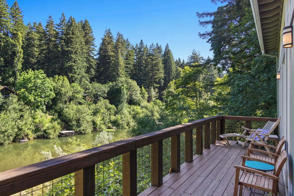 Sip your morning coffee on the private deck while watching for river otters and herons at the river.