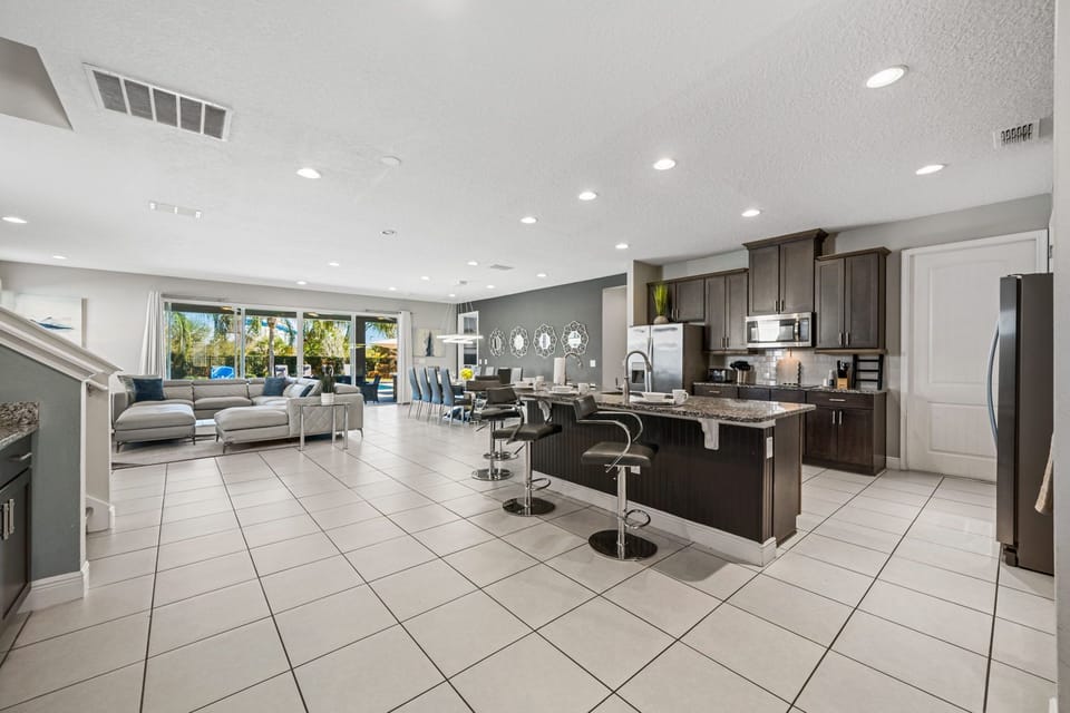Modern Open Kitchen with Bar Seating