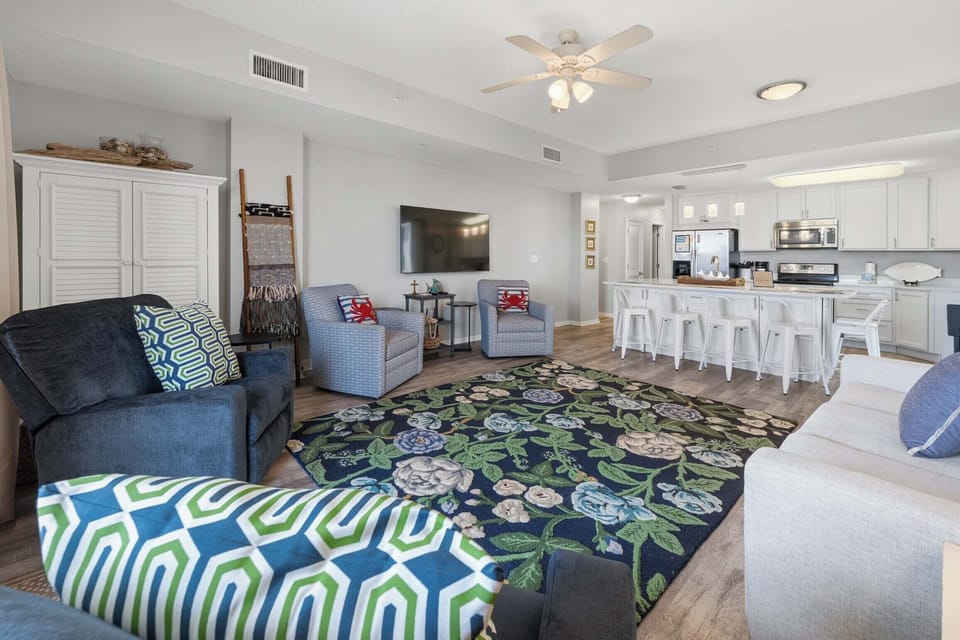 Enjoy a movie on the large flat-screen TV