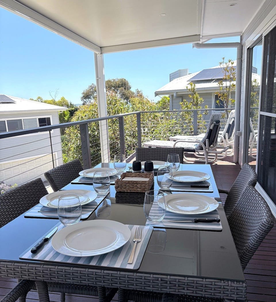 Balcony off the main lounge with water views