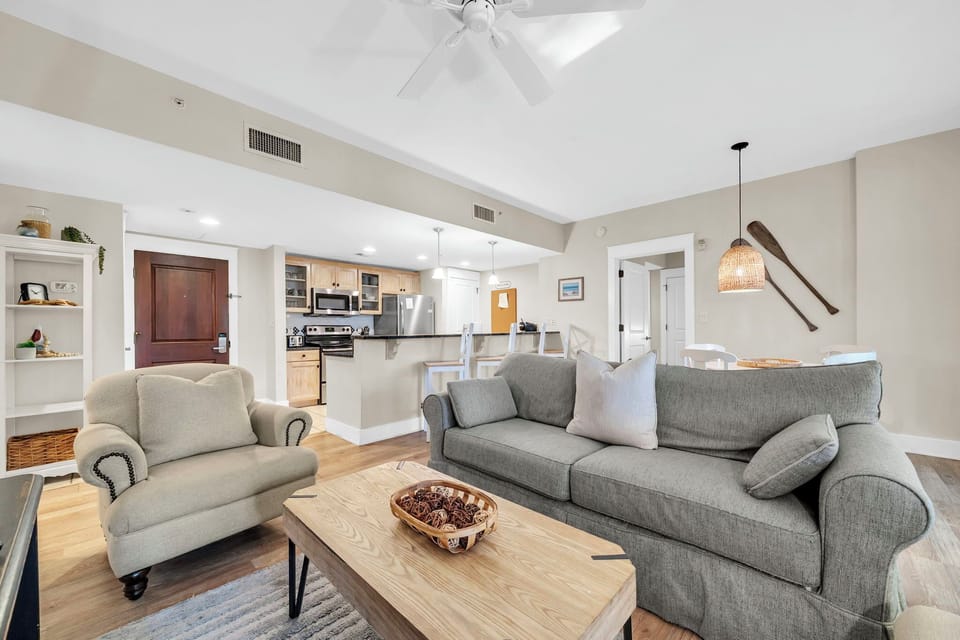 living room open to kitchen