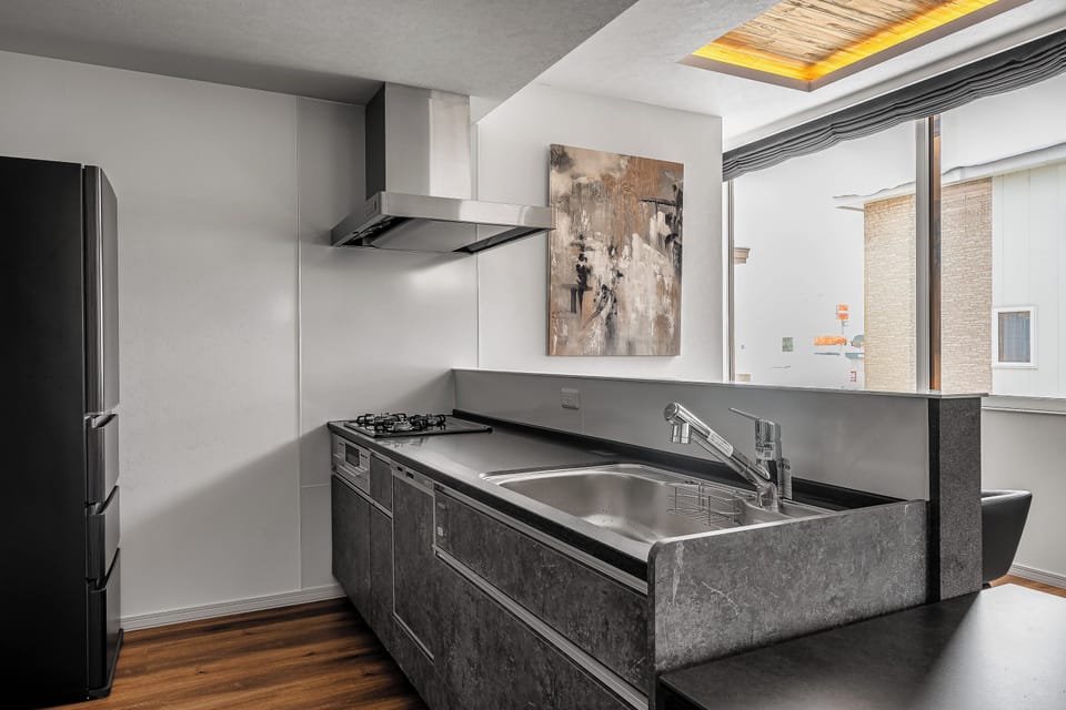 Apartment | Private kitchen | Fridge, microwave, stovetop, toaster
