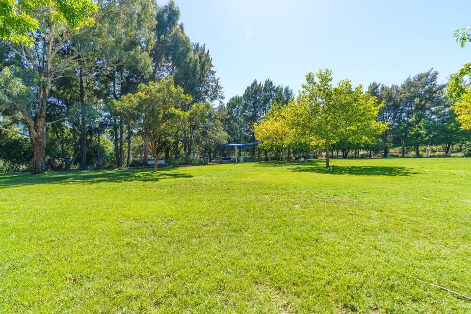 Green open space in the neighbourhood, ideal for a stroll, exercise, or picnic under the trees.