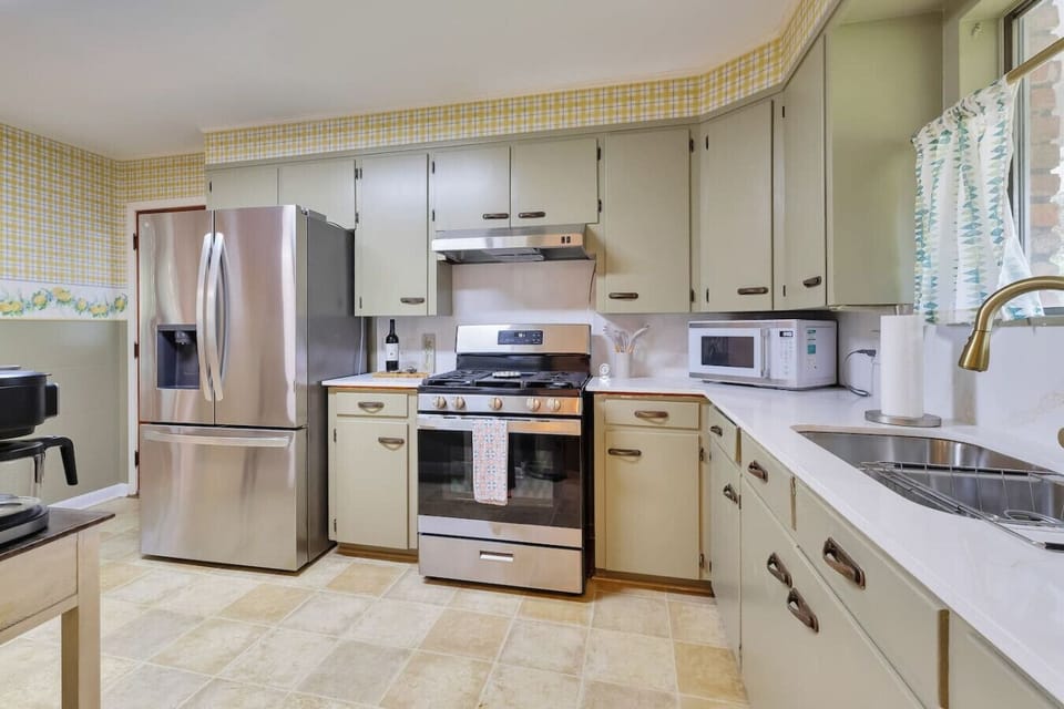 Gas stove and large fridge for cooking