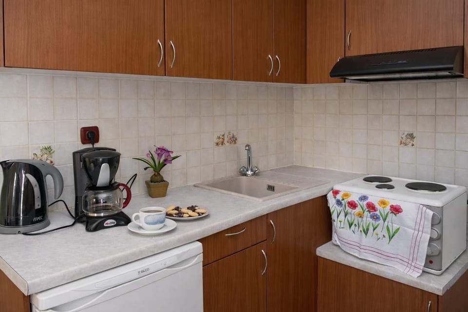Fully equipped kitchenette with coffee maker and essentials.