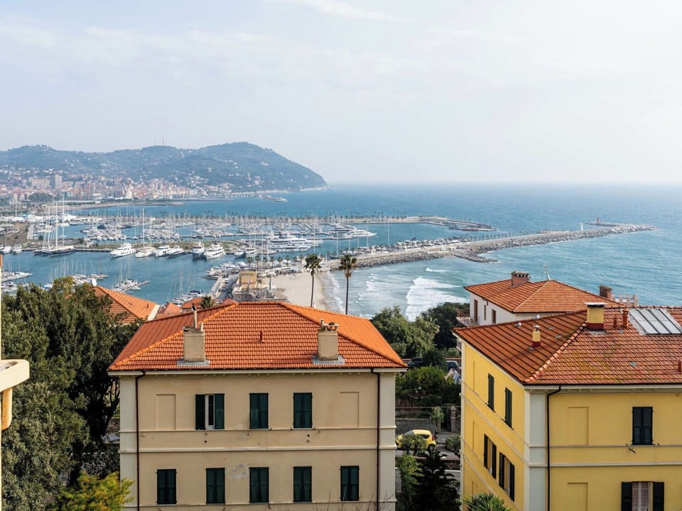 Blue, Summer, Town, Residential Area, Horizon, Hill, Morning, Sea, Coast, Suburb