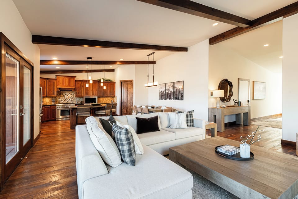 Great room with hardwood floors