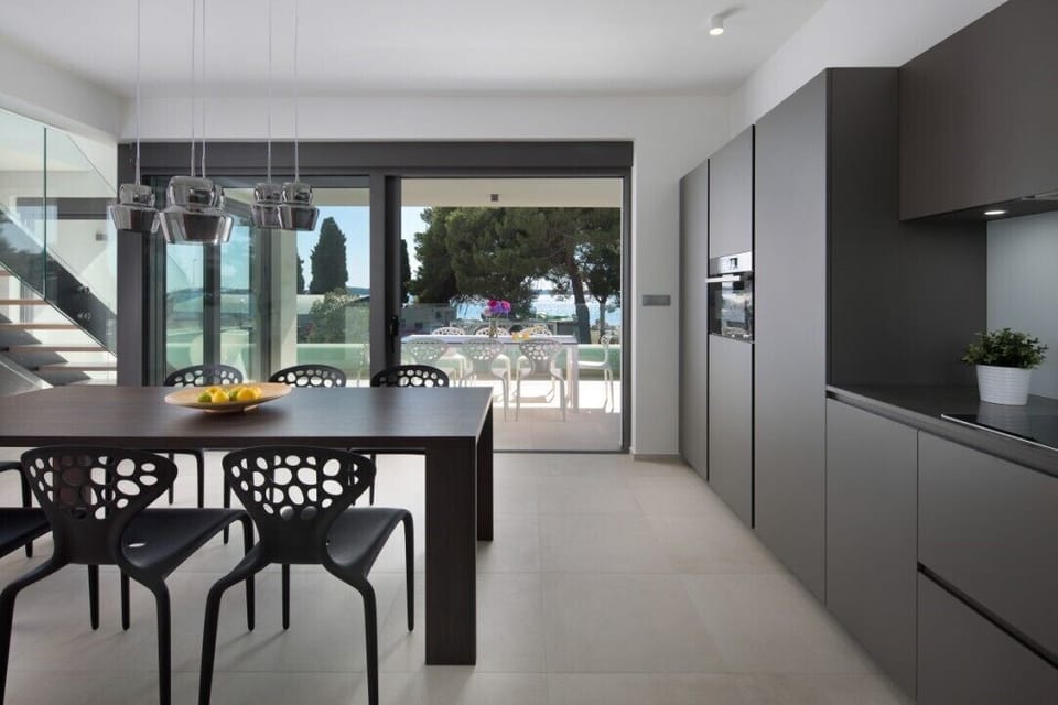 Dining area and modern kitchen
