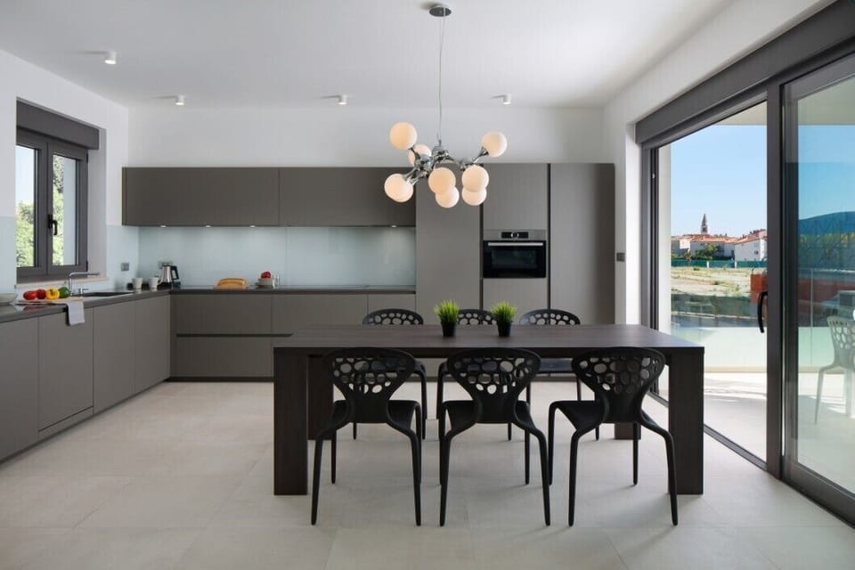 Dining room and modern kitchen