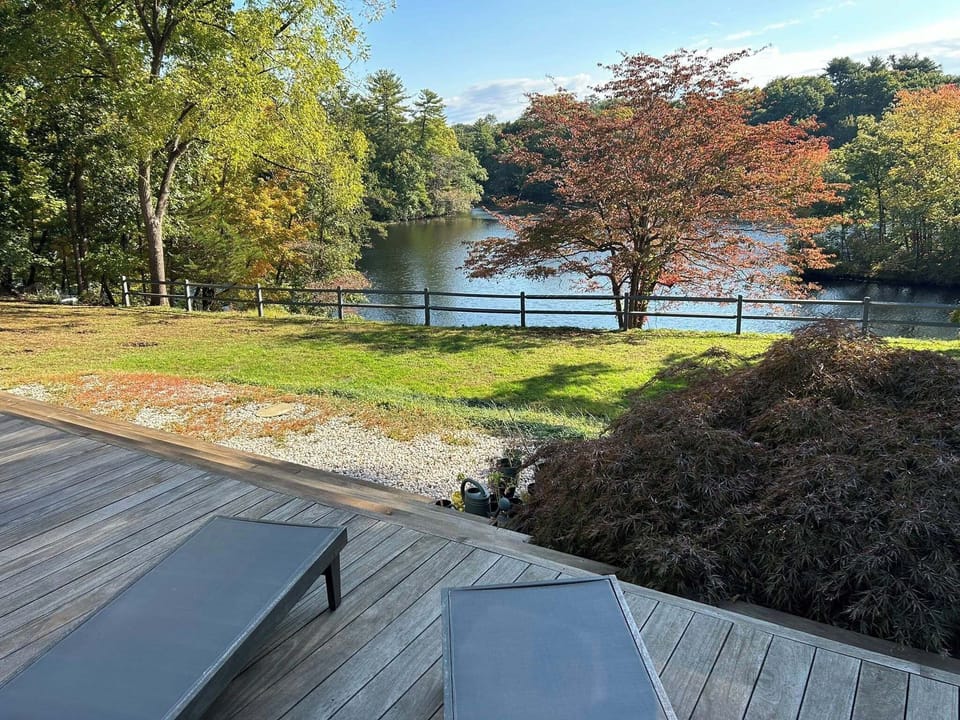 View of the lake from the patio taken in early fall