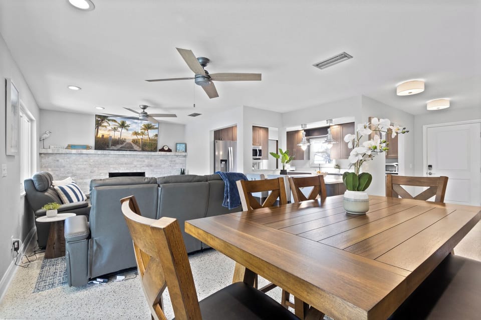 Dining table seats six