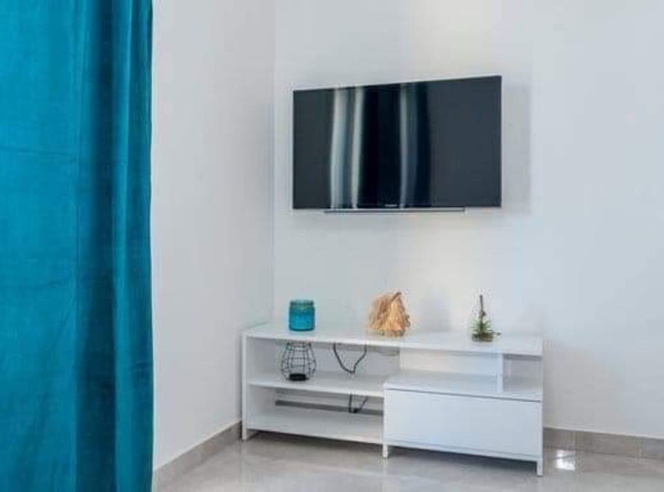 32-inch flat-screen TV with satellite channels