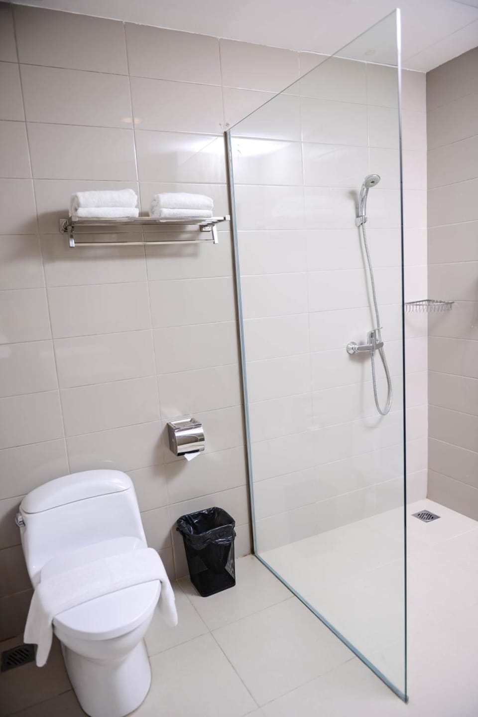 Shower, free toiletries, towels