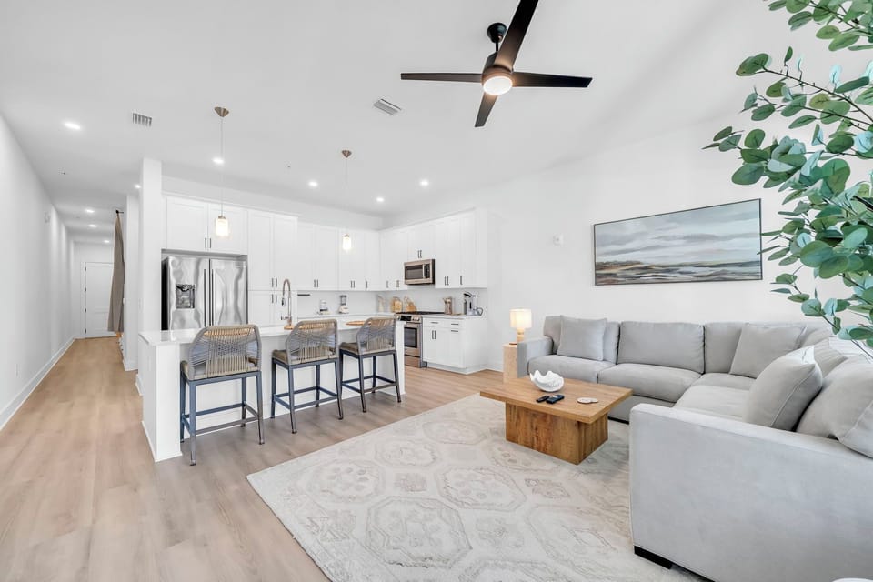 Open Concept Living, Dining, and Kitchen