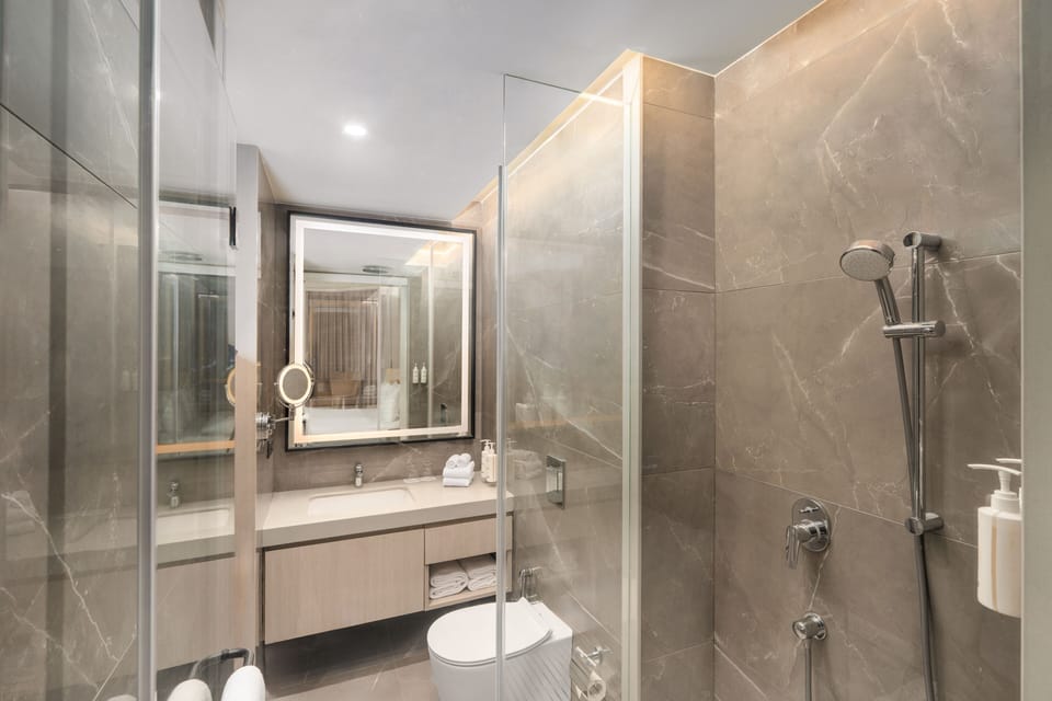 Deluxe Room | Bathroom | Shower, rainfall showerhead, free toiletries, hair dryer