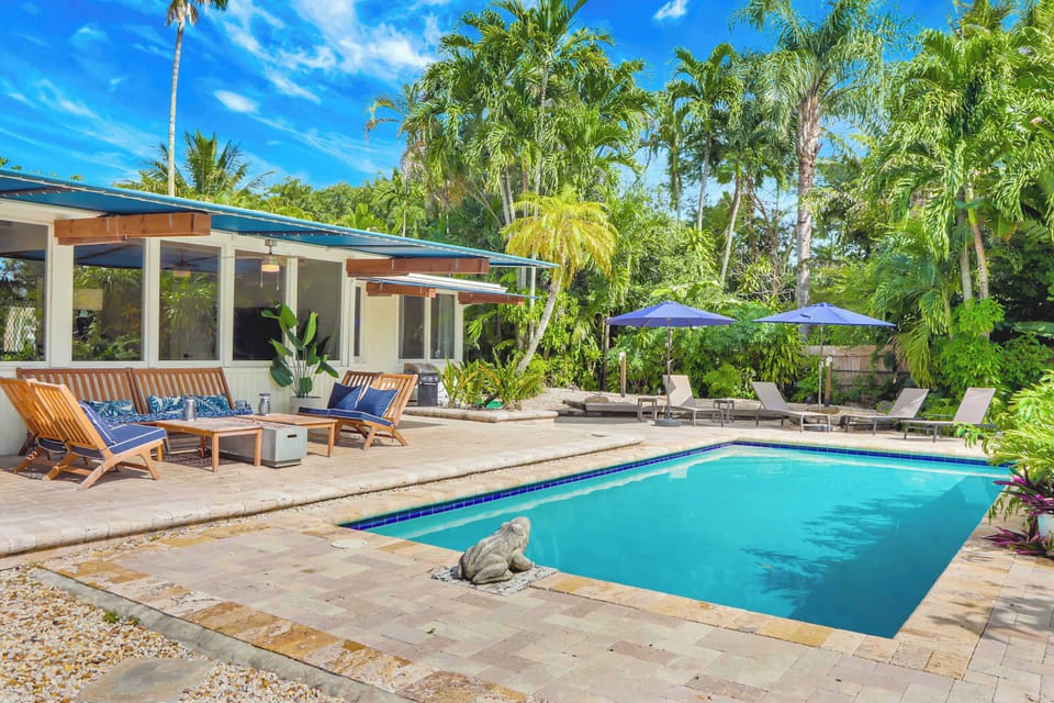 Take a refreshing dip in the large private pool surrounded by comfortable loungers.